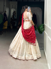 Tradition Meets Trend With Vichitra Silk Sequence & Thread Embroidery Work Lehenga Choli