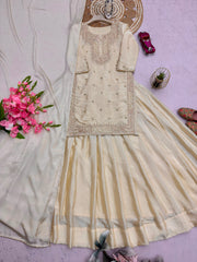 Party-wear Chinon Silk Embroidery Codding Sequence Work Suit