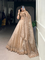 Beautiful Wedding Special Gold Crush Lehenga Choli