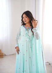 Beautiful Georgette Designer Embroidery With Thread Work Anarkali Gown