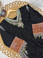 Beautiful Star Silk Sequence Embroidery With Patch Work Suit