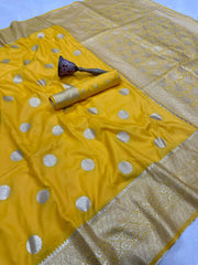 Beautiful Banarasi Gold Zari  Design & Weaving Pallu Border Saree