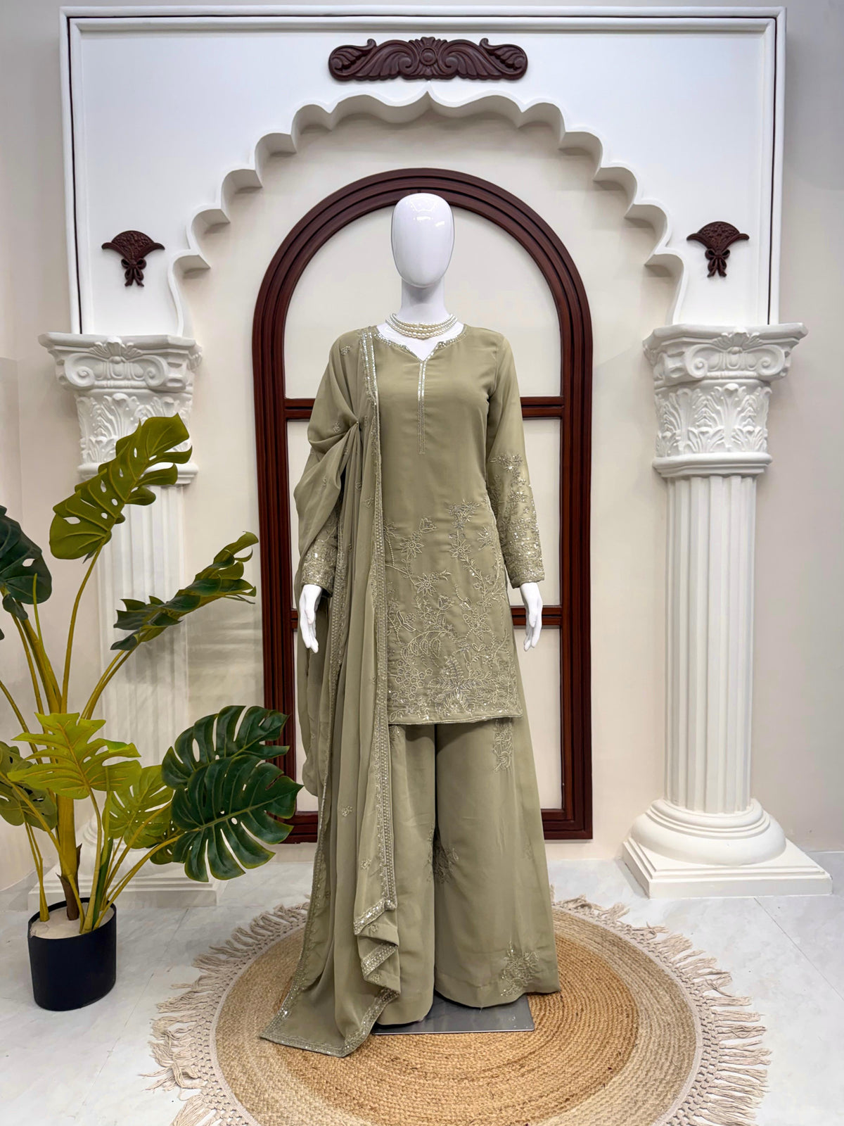 Beautiful Georgette Thread With Sequence Work Suit