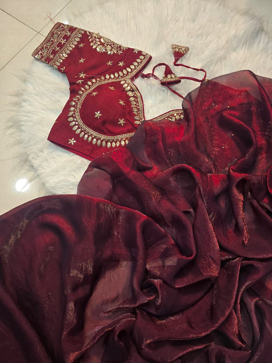 Beautiful Party-wear Heavy Space Silk Saree