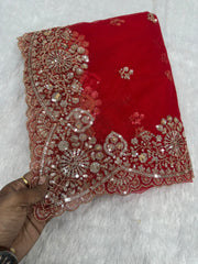Luxurious Party-wear Net Sequence Embroidery Work Saree