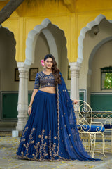 Royal Partywere Rangoli Silk Embroidery Sequence Work Lehenga Choli