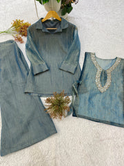 Festive Special Salsa Silk Co-Ord Set With Shrug