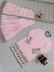 Party-wear French Crepe Embroidery Thread With Real Mirror Work Sharara