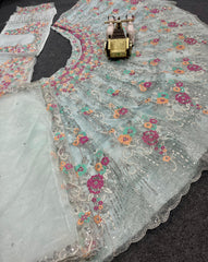 Party-wear Organza Silk Embroidery Sequence Work Lehenga Choli