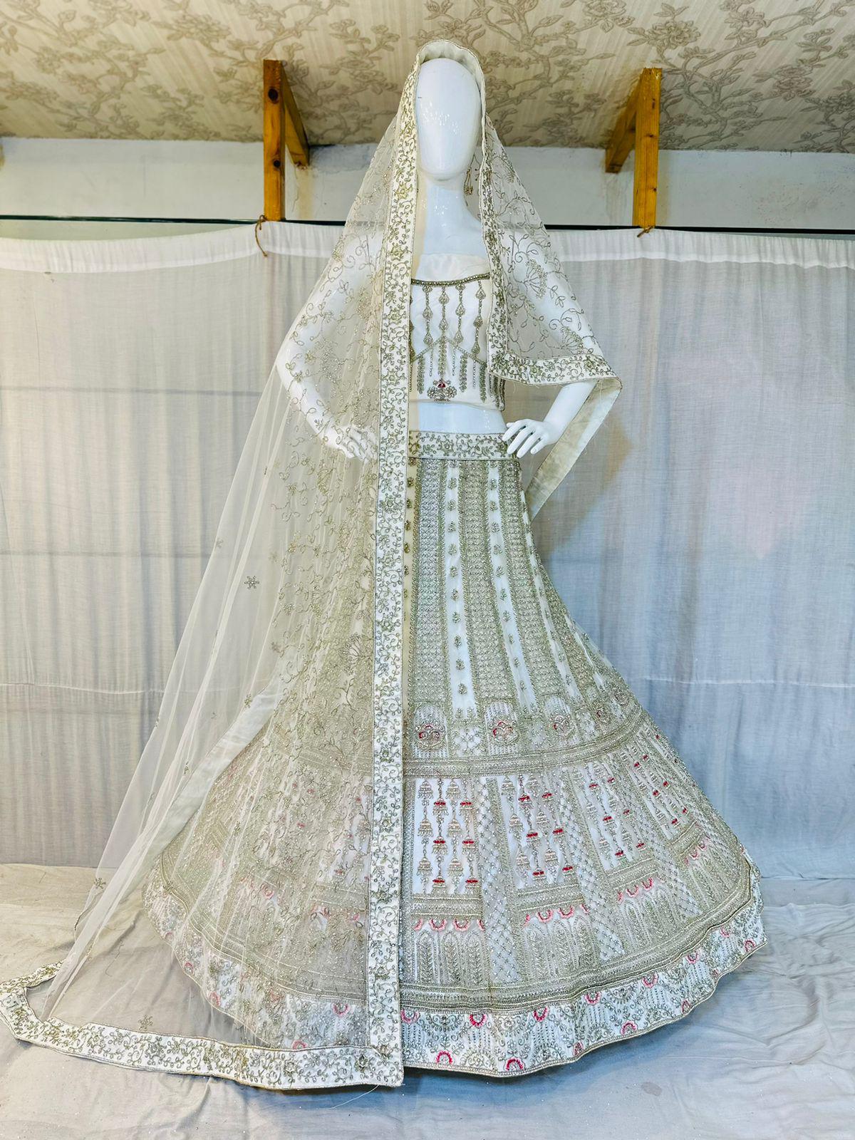 Heavy Multi Work Zarkan Work Bridal Lehenga Choli