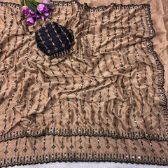 Beautiful Rangoli Silk Embroidery & Mirror Work Border Designer Saree