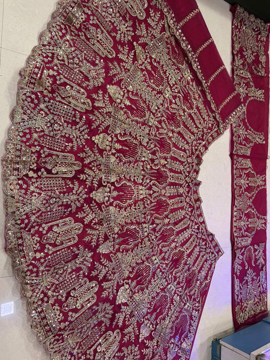 Designer Wedding Wear Deep Red Embroidered Lehenga Choli