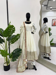 Beautiful Chinon Silk Thread With Sequence Work Gown
