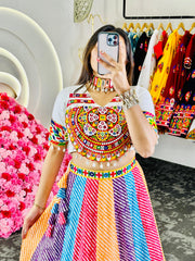 Navratri Special Rainbow Colours Reyon Digital Printed Lehenga Choli