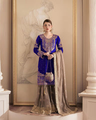 Party-wear Beautiful Designer Georgette Coding & Sequence With Pearl Work Sharara