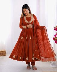 Festive Special Blooming Georgette Coding Work Gown