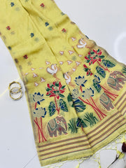 Beautiful Soft Muga Floral Type Rich Weaving Pallu Saree