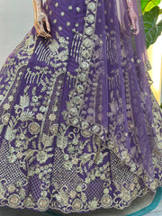 Party-wear Butterfly Net Sequins & Codding Embroidery Work Lehenga Choli