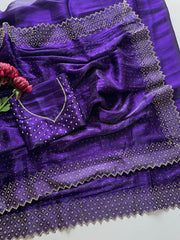 Beautiful Bollywood Zarkhan & Diamond Work Saree