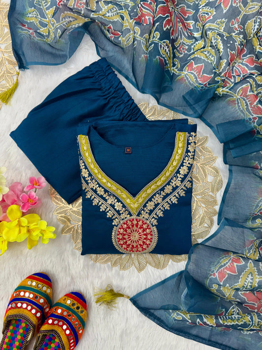 Beautiful Vatican Silk Embroidery With Sequence Work Dress