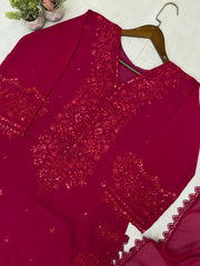 Beautiful Georgette Sequence Embroidery Work Suit