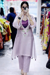 Beautiful Floral Embroiderd  Sequence Organza Work Co Set