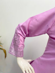 Beautiful Pink Georgette Sequence Embroidery Work Suit