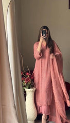 Beautiful Trending Chinon Silk Cotton Thread Embroidery Work Dress