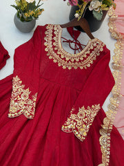 Karwachauth Special  Doremon Crush Silk Embroidery Sequence Work Gown