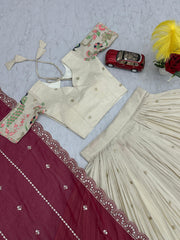 Wedding Wear Tissue Silk Heavy Thread &Sequence Work Lehenga With Stitched Blouse