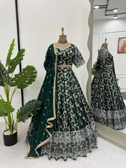 Beautiful Jacquard Silk Thread With Sequence Work Lehenga Choli
