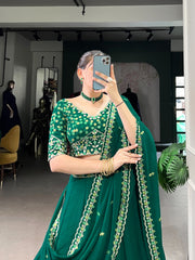 Bride Maid's  Special Georgette Thread With Embroidery Work Lehenga Choli