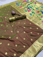 Beautiful Pure Kanchivaram Paithani Silk Zari Weaving Saree