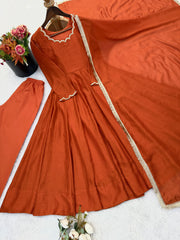 Beautiful Trendy Vichitra Silk Beads Work Anarkali Gown