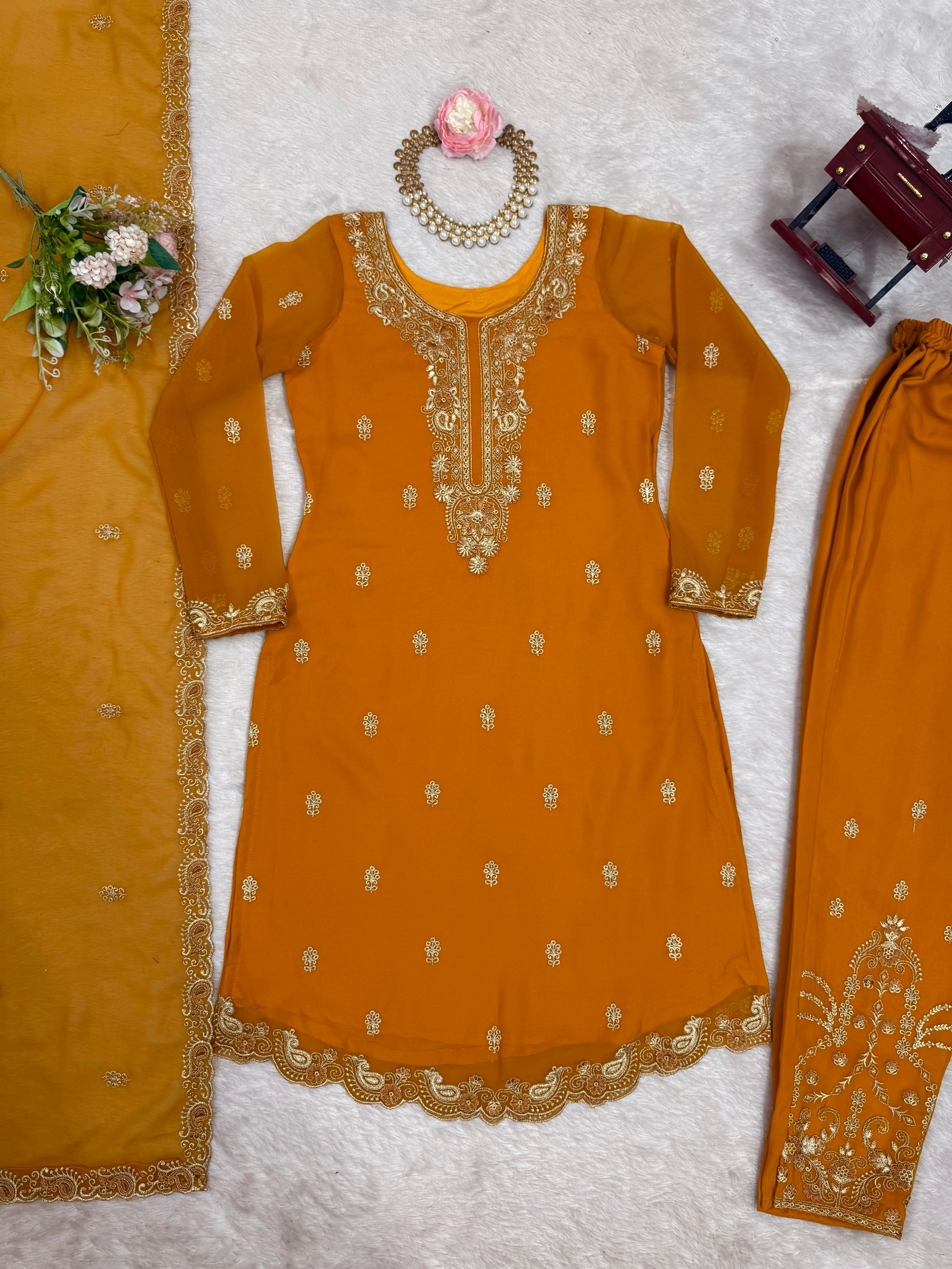 Party-wear Georgette Thread Work Salwar Suit