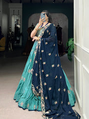 Beautiful Slab Silk Sequence & Thread Embroidery Work Lehenga Choli