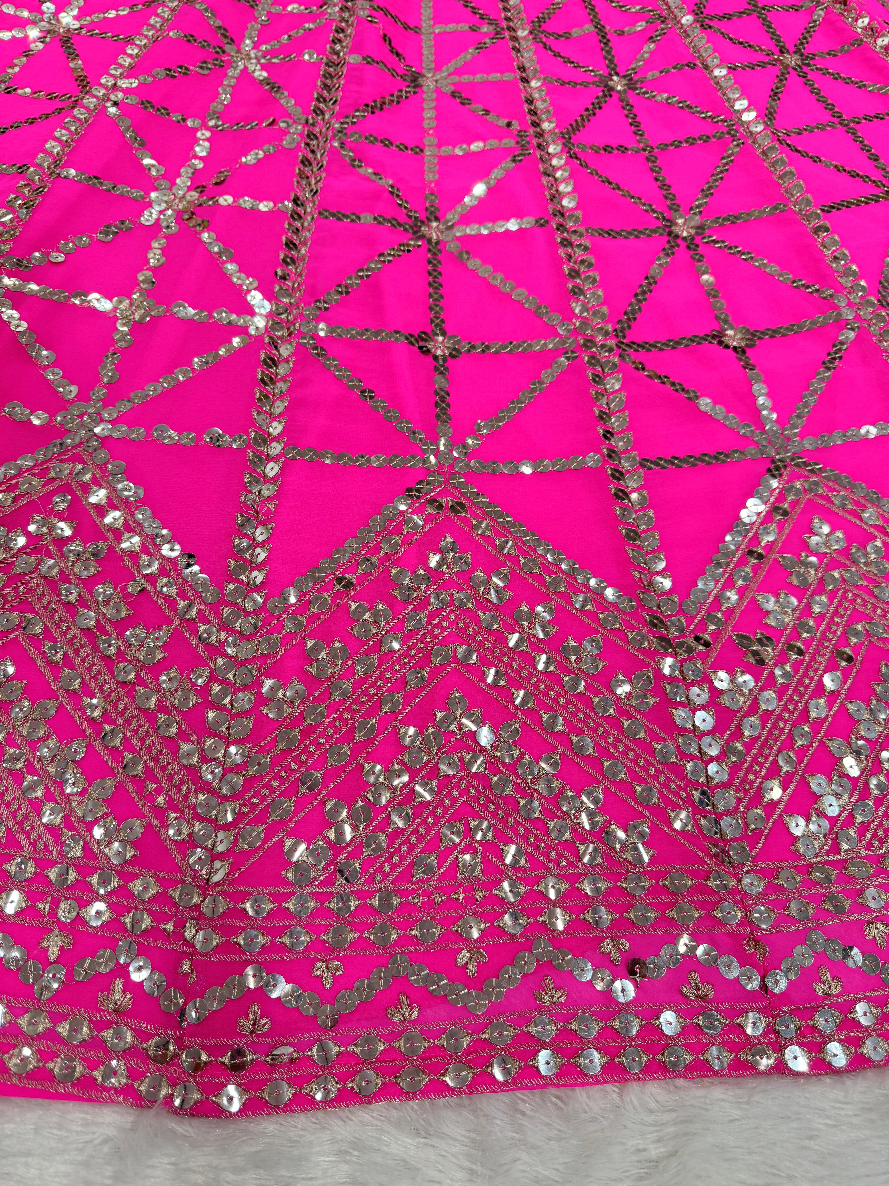 Partywear Pink Georgette Sequence With Thread Work Lehenga Choli