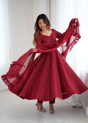 Beautiful Lukhnowi Georgette Sequence Work Anarkali Suit