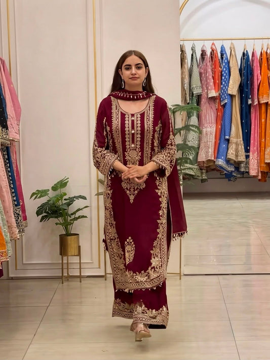 Party-wear Georgette Embroidery Sequence Work Salwar Suit