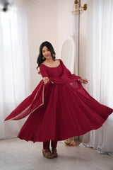Festive Special mal Chanderi Silk Handwork & Mirror Lace Gown