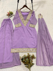 Wedding Special Georgette Sequence Embroidery Work Four Piece Set