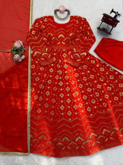 Beautiful Elegant Georgette Thread With Sequence Work Gown