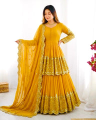 Elegant Designer Georgette Embroidery Work Sarara Set