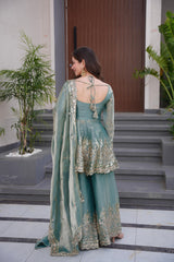 Party-wear Heavy Two Tone Fendy Satin Silk Sharara