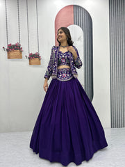 Festive Special Vichitra Silk Crop Top With Koti