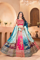 Beautiful Chinon Silk Embroidery Sequence Designer Lehenga Choli