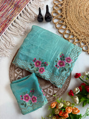 Beautiful Fendy Silk Satin Zarkhan Diamond With Flower Printed Saree