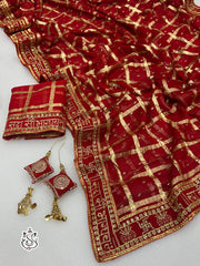 Karwa Chauth Special Viscose Georgette Weaving Foil Zari Work Saree