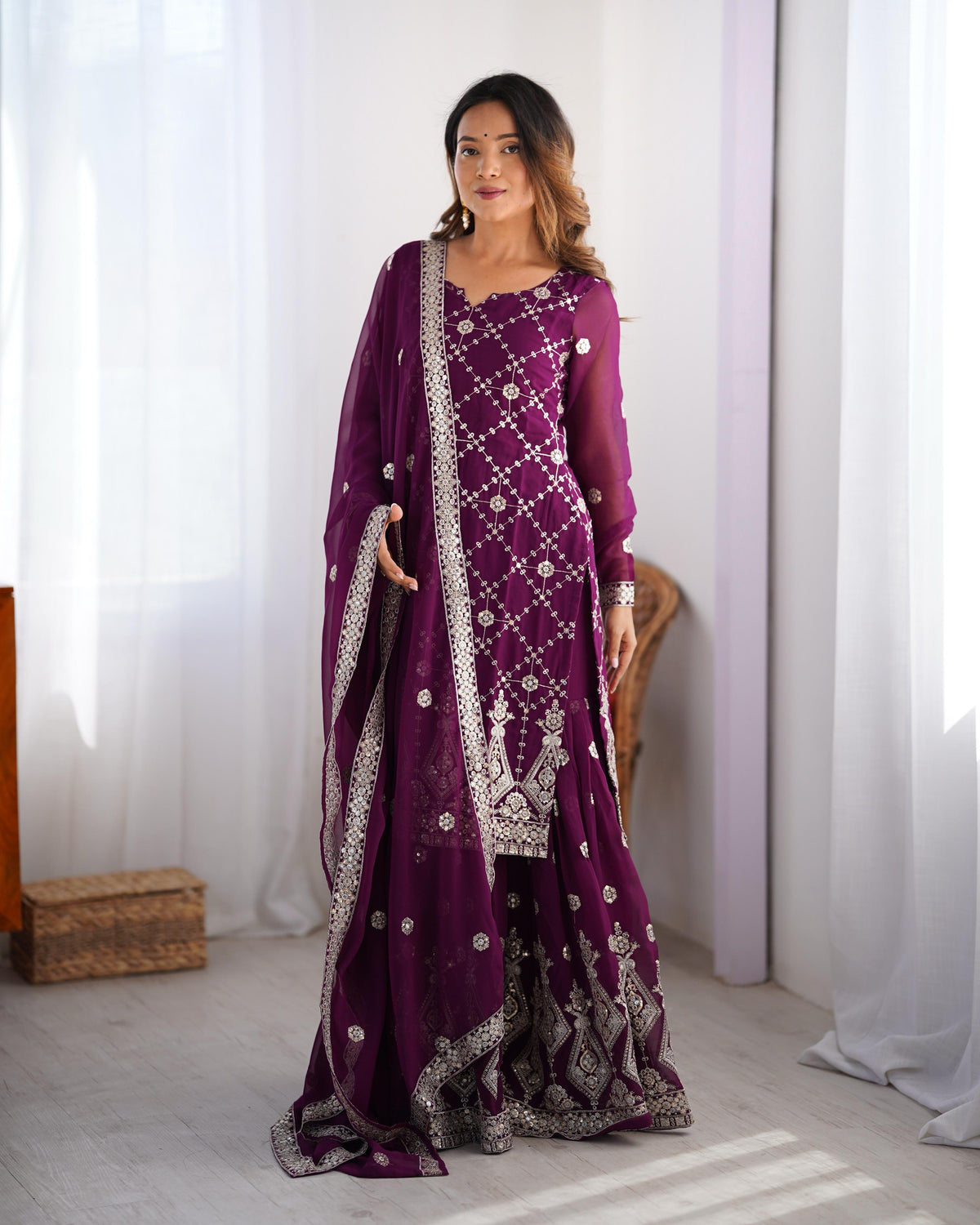 Party-wear Georgette Thread With Sequence Work Salwar Suit