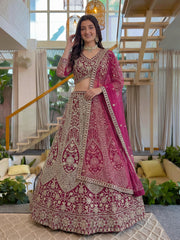 Beautiful Party-wear Butterfly Net Sequence Coding Embroidery Work Lehenga Choli